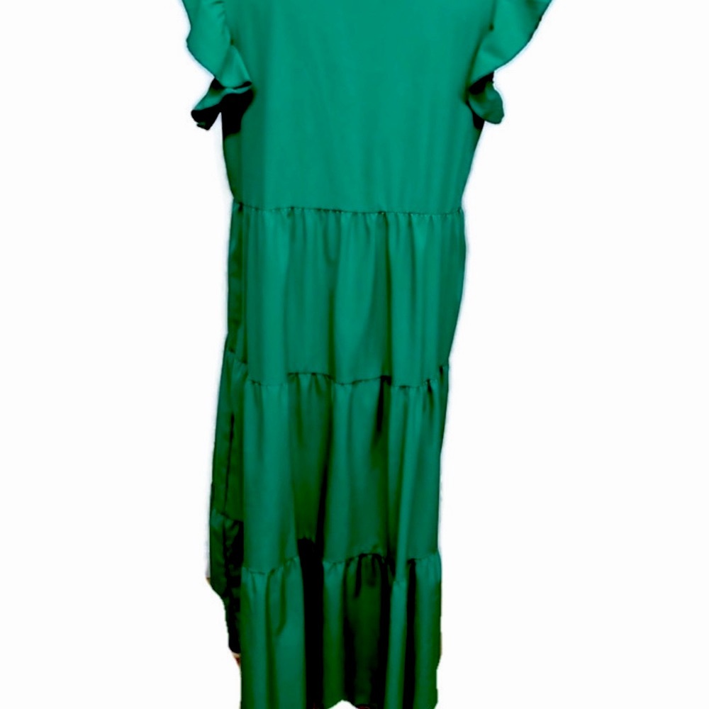 Green Maxi Ruffle Sleeve Dress size L - Picture 2 of 5